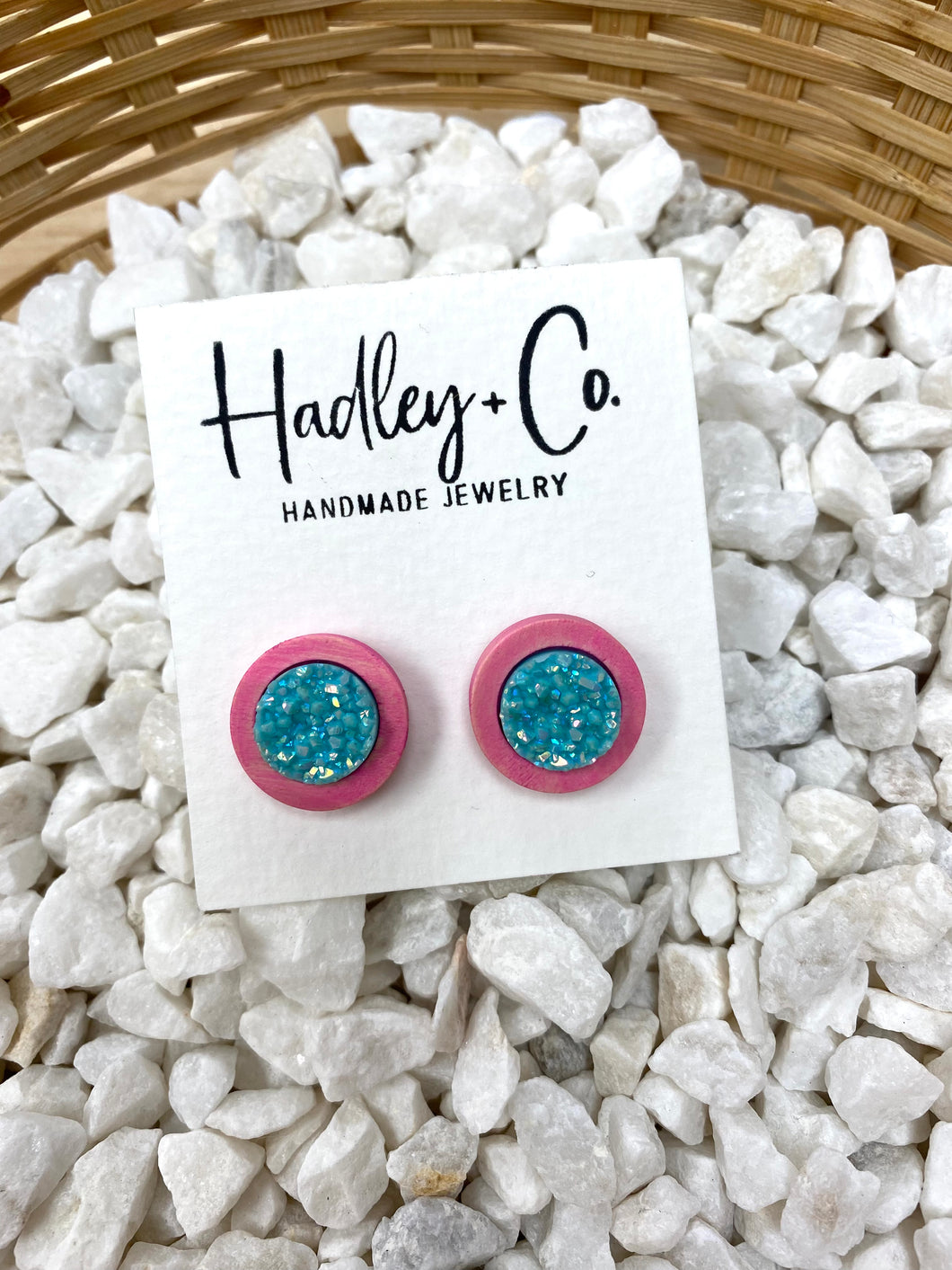 Pink blue Hadley + co druzy studs