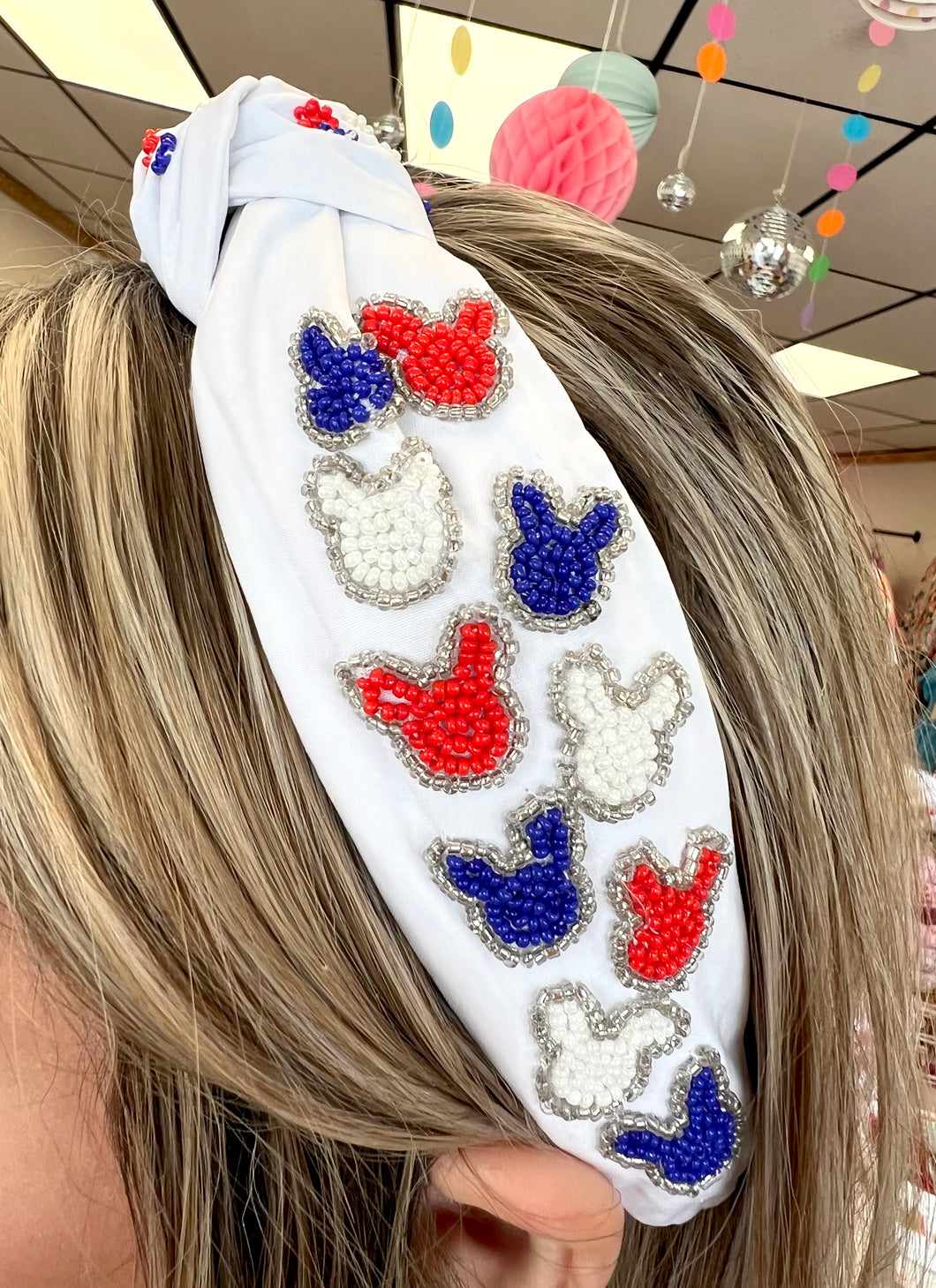 Red white blue Mickey headband