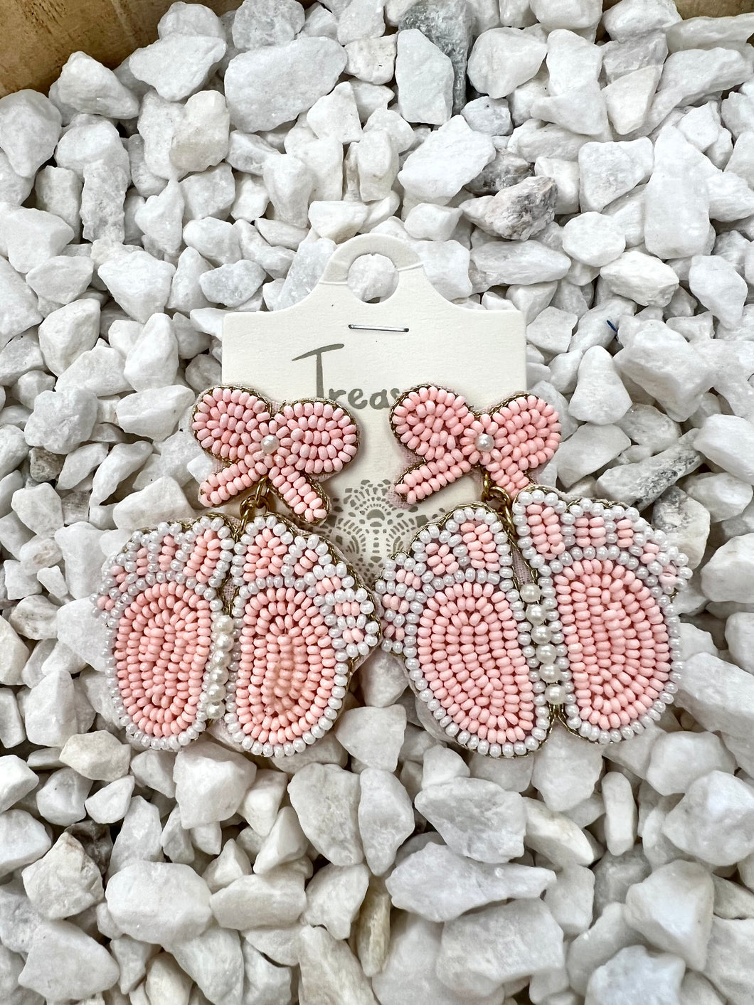 Pink baby foot earrings
