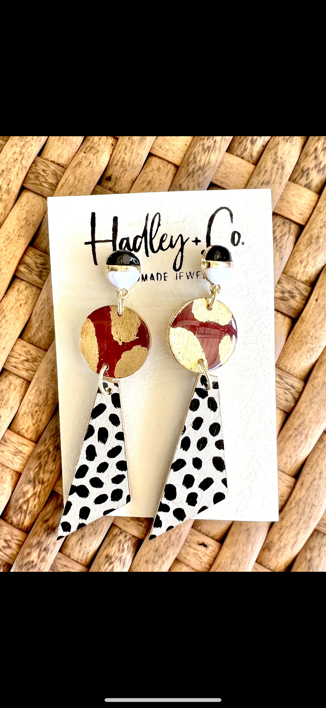 Burgundy/gold Hadley + co earrings