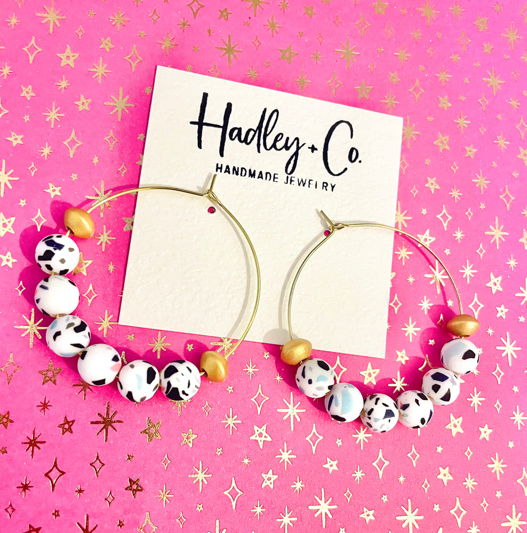 Pink blue spot Hadley + co earrings