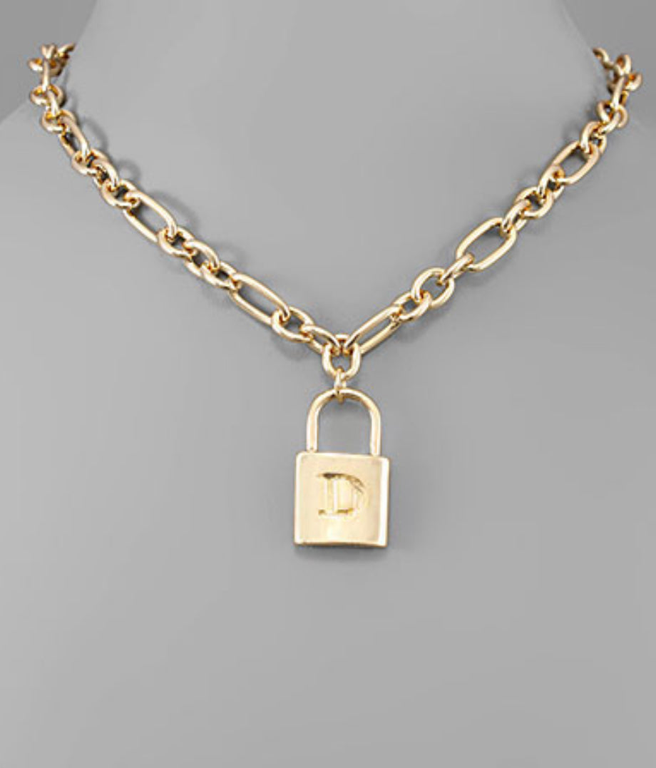 Initial lock necklace- SEVERAL INITIALS