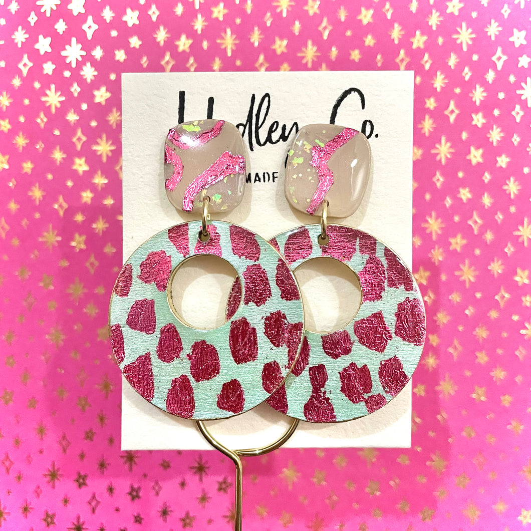Mint pink spot Hadley + co earrings