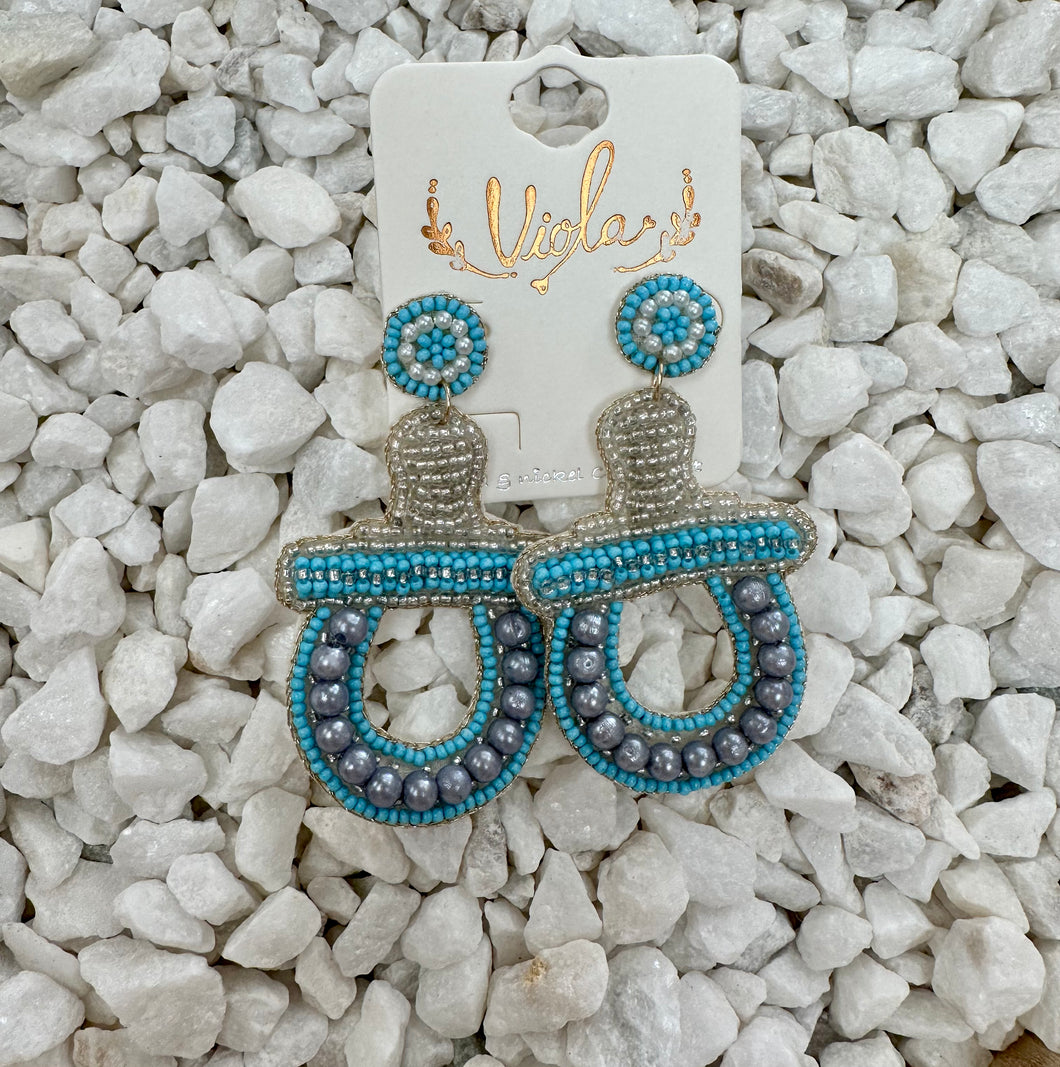 Blue pacifier earrings
