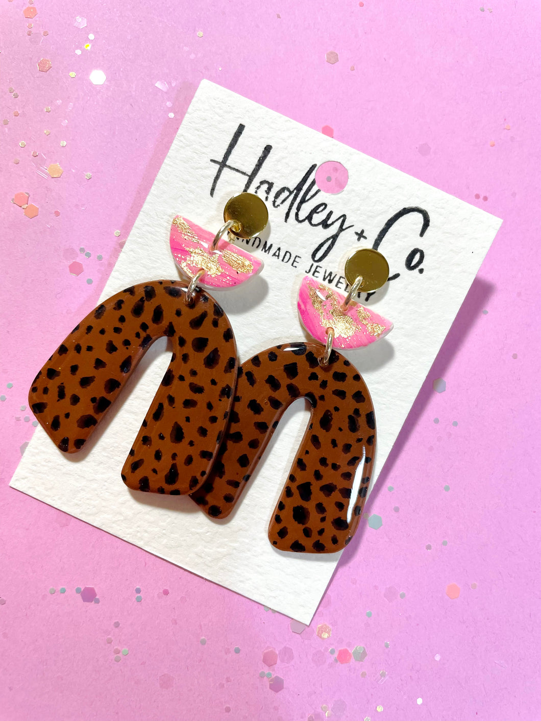 Brown pink spot Hadley + co earrings