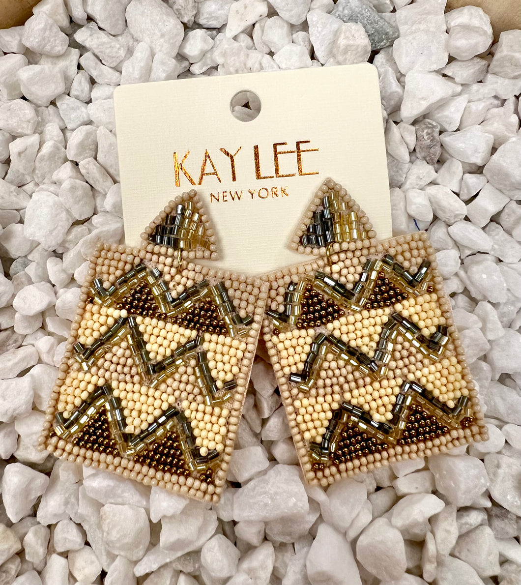 Neutral beaded earrings