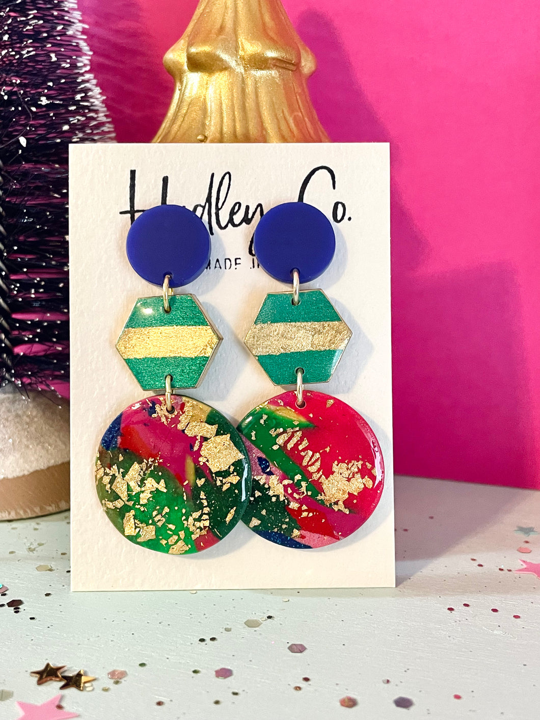 Blue green multi Hadley + co earrings