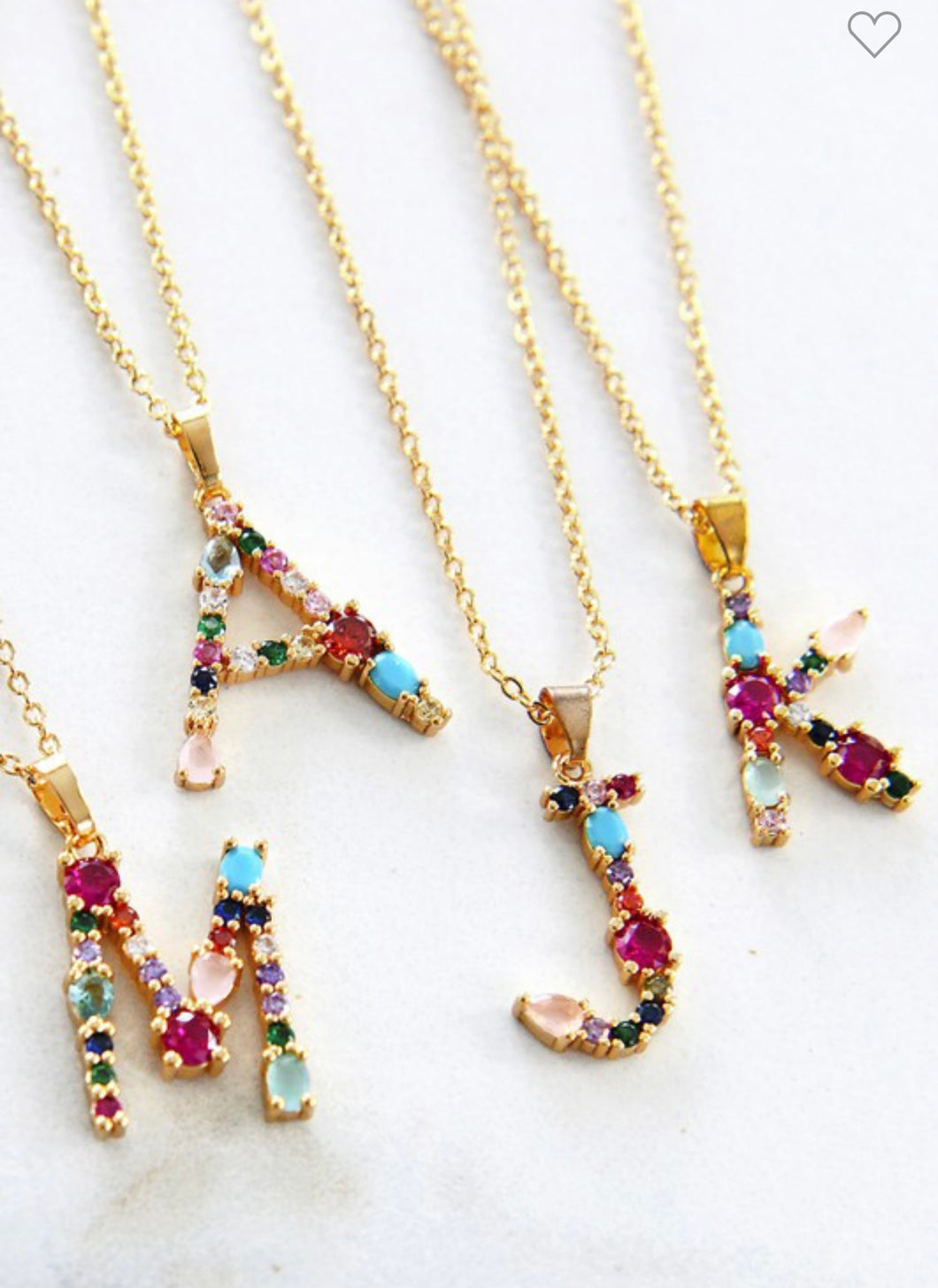 Color stoned initial necklace